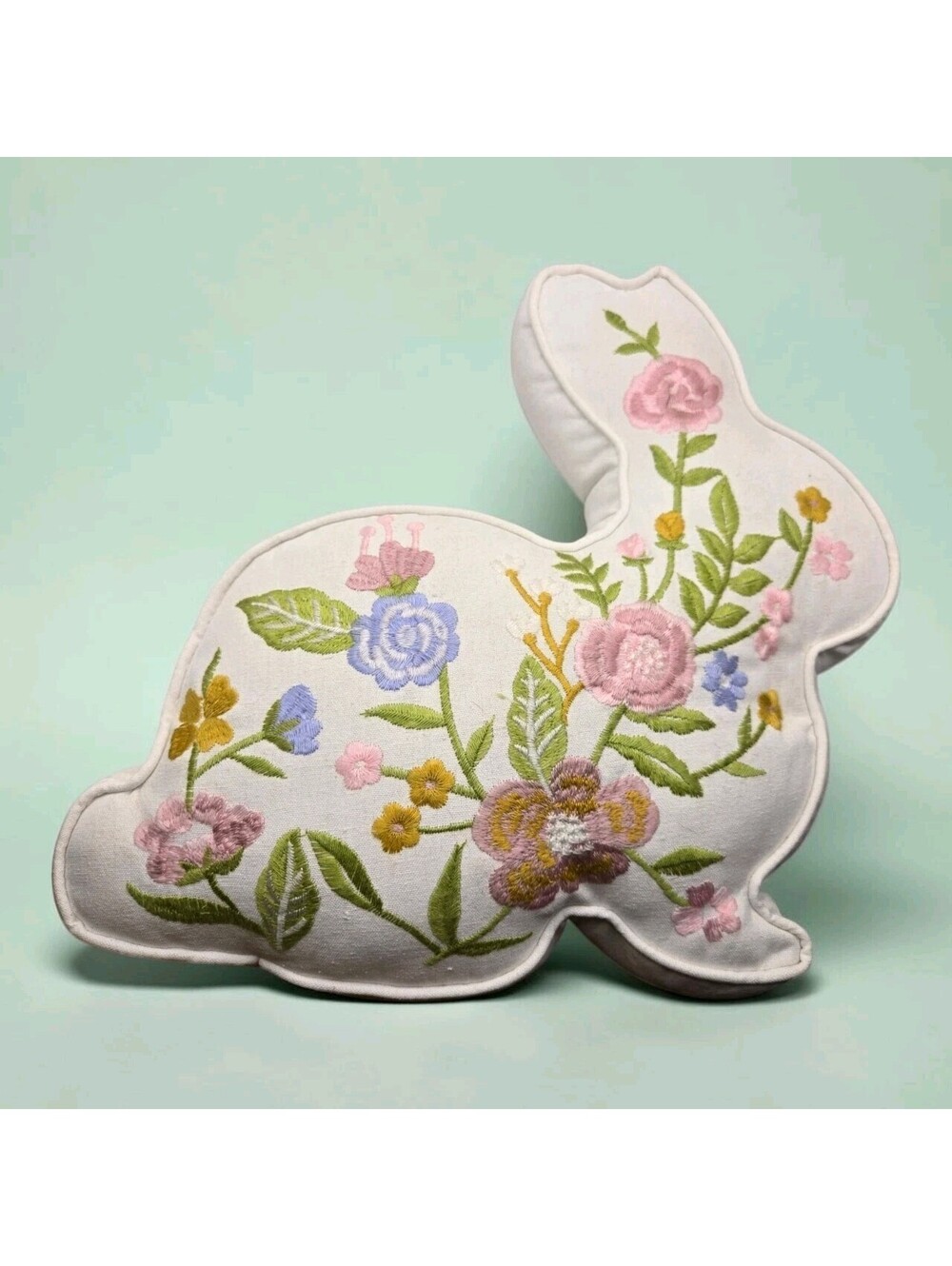 Bunny Rabbit Pillow Embroidered Pillow Easter Spring Cottage Core